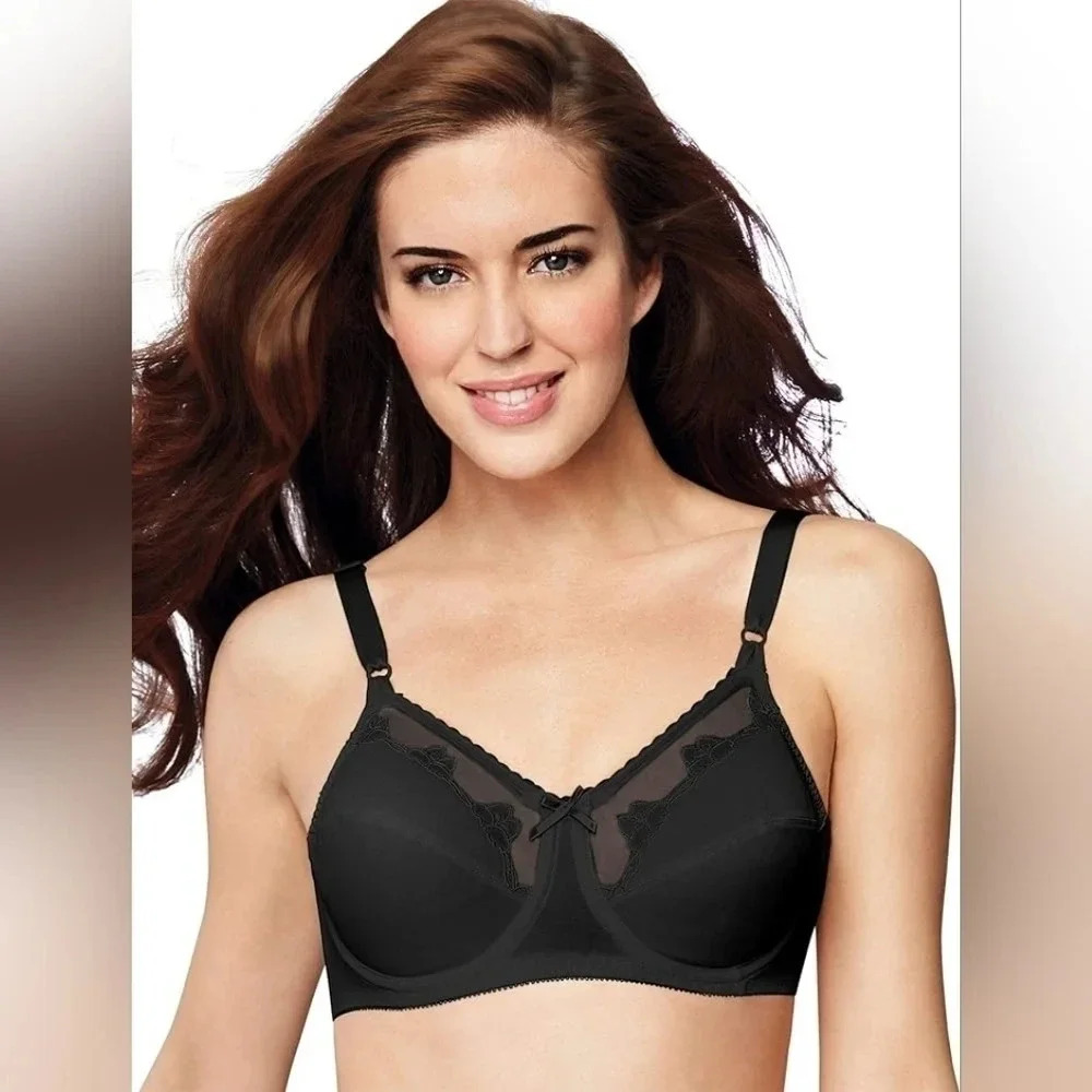 Bali Women's‎ Flower Underwire Bra, Sz 40C, DF0180, BLACK NWT